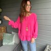 Los bloesje in fuchsia met gratis ketting