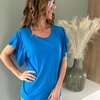 T-shirt met kanten mouw in kobalt blauw