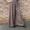 Losse broek met elastiek in zwart/camel