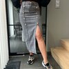 Jeans rok met knopen in grijs