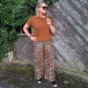 Broek in bruine leopard print