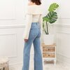 Flare jeans met zakjes aan de voorkant in mid blauw