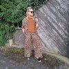 Broek in bruine leopard print