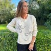 Ecru pull met bloemen