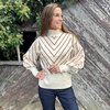 Pull stripes ecru camel