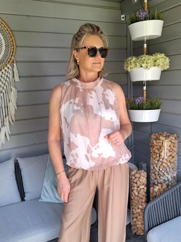 Losse top in beige bruin