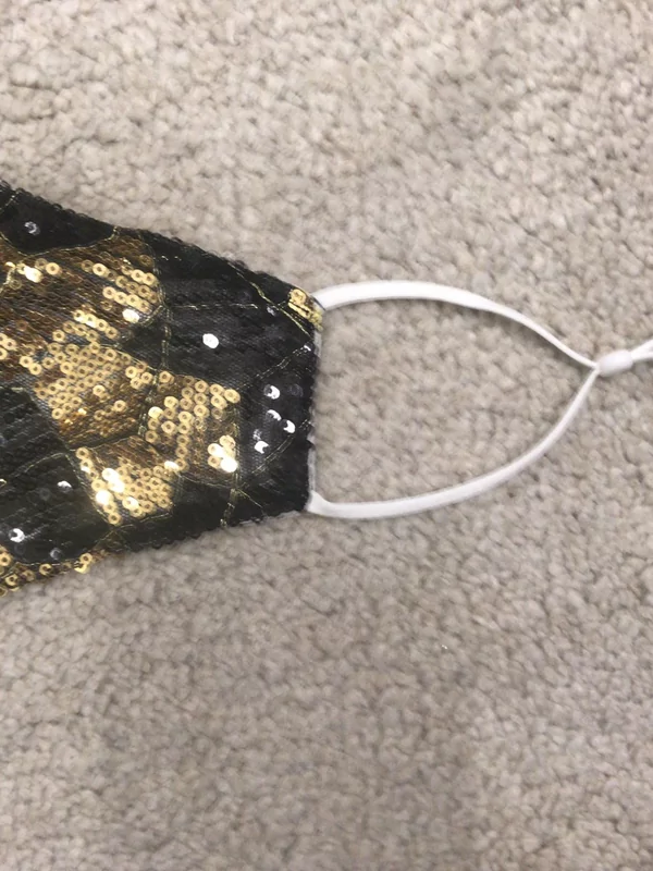 Mondmasker Goud zwart met pailletjes