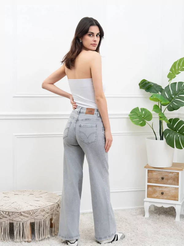 Wide leg jeans in grijs hoge taille