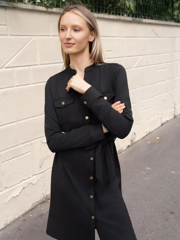 Daim look kleedje in zwart