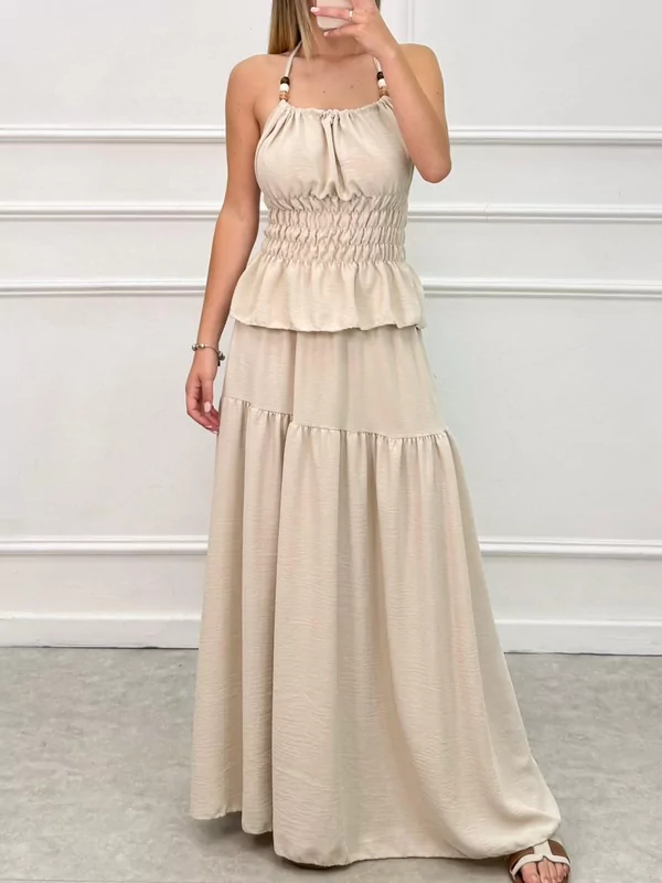 Setje rok en top in beige