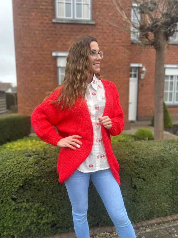 Wit hemdje met rode hartjes