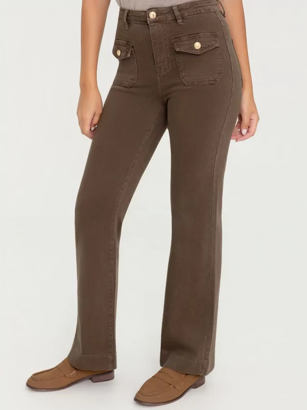 Jeans rechte pijp in moka bruin