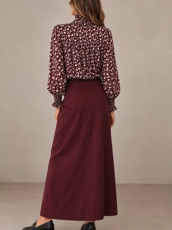 Lange rok in burgundy nubuck look