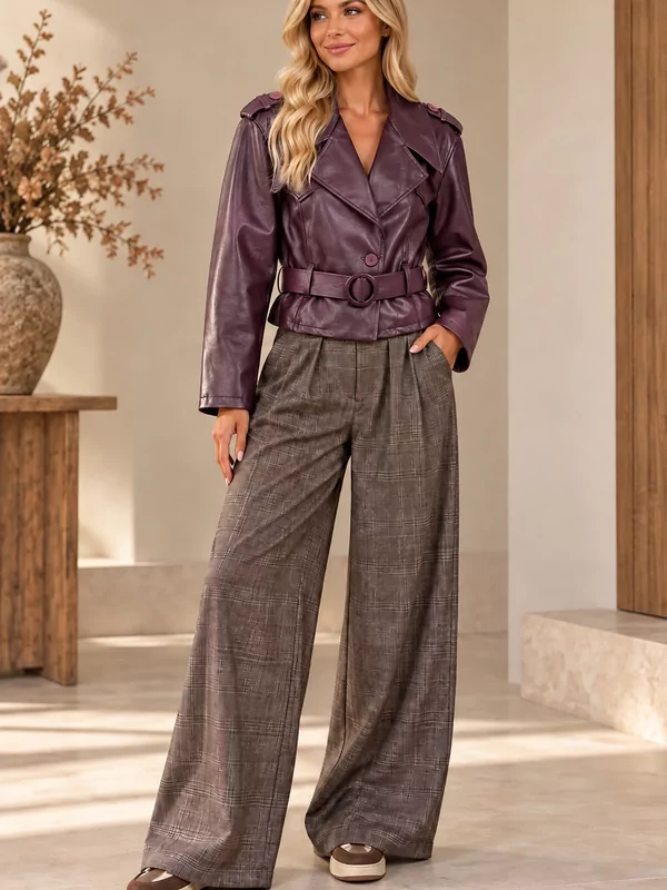Geruite broek met gratis riem 