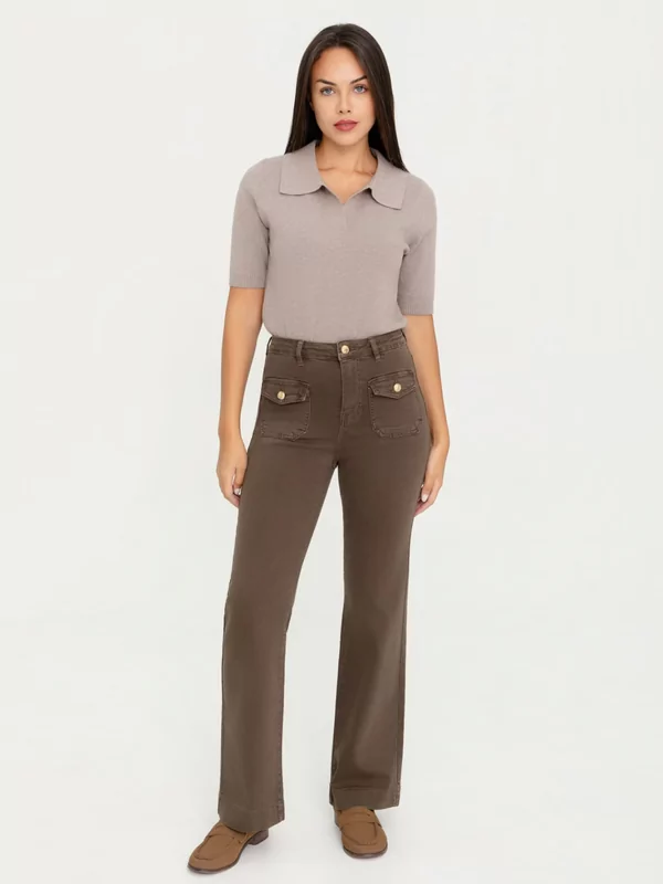 Jeans rechte pijp in moka bruin