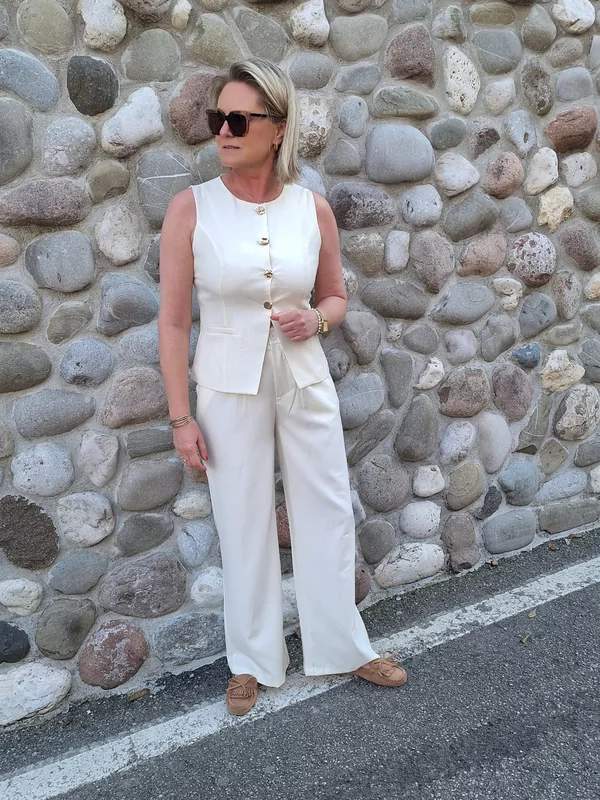 Set gillet met broek in ecru