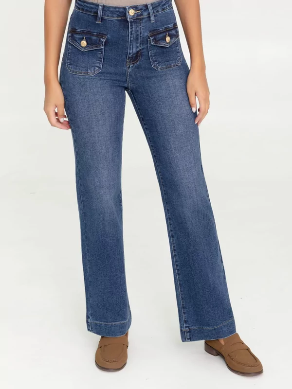Jeans rechte pijp in mid blauw
