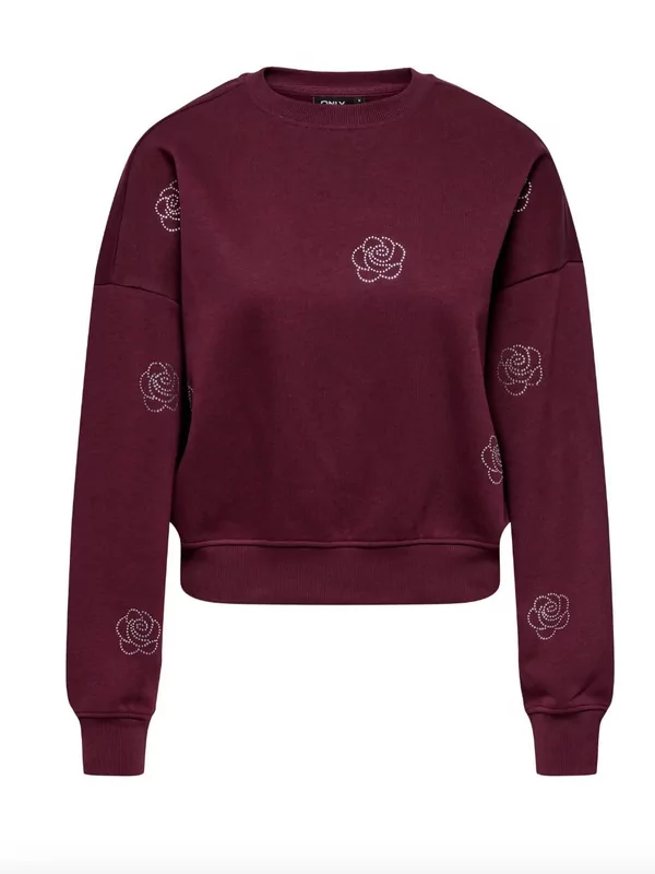 Only sweater Berit met glitters in burgundy