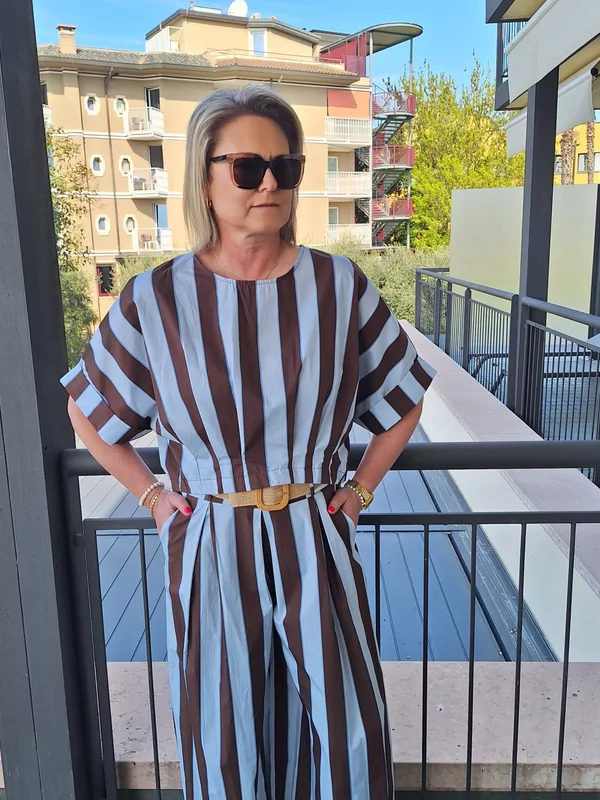 Bloes stripes in blauw bruin