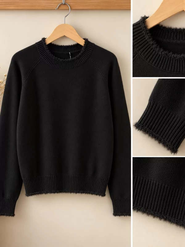 Basic pull met leuke afwerking in zwart