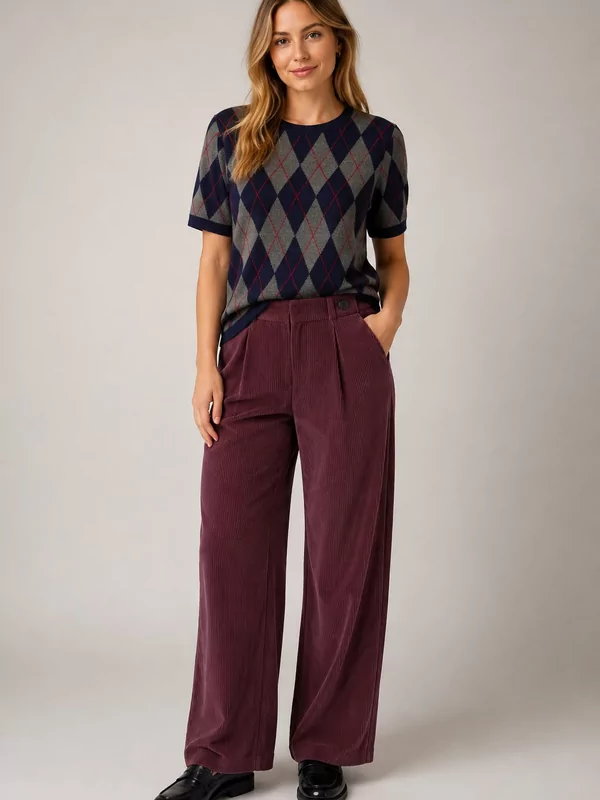 Jdy pull met ruiten in blauw grijs