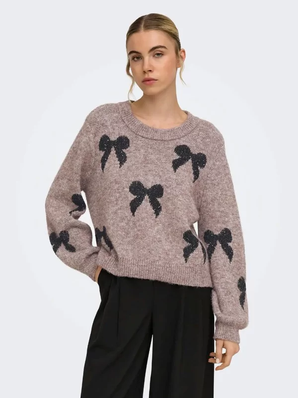 Only pull Doffa in beige met strikjes design