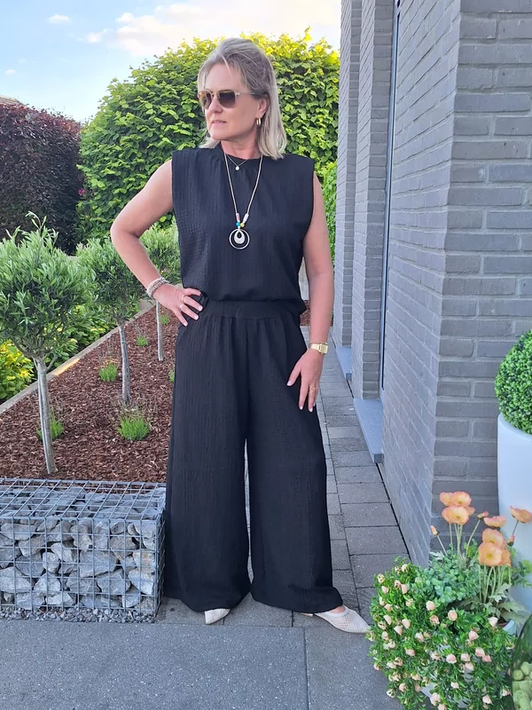 Losse broek in zwart
