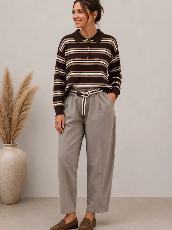 Balloon broek in taupe met gratis riem
