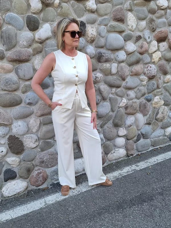 Set gillet met broek in ecru