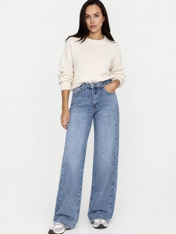 Jeans wide leg in blauw 