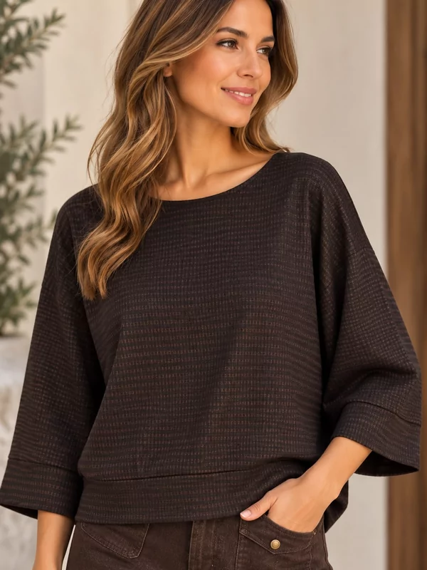 Sweater in zwart bruine print
