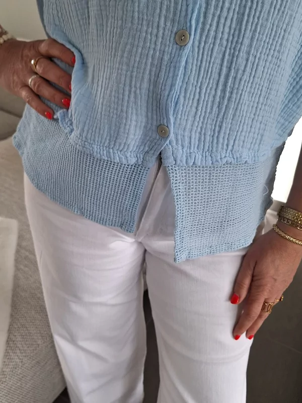 Hemdje met kap 100% katoen in blauw