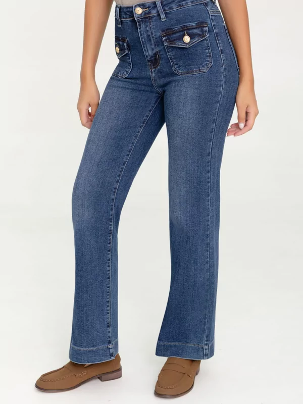 Jeans rechte pijp in mid blauw