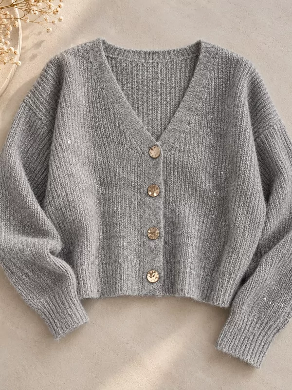 Cardigan met glitters in grijs