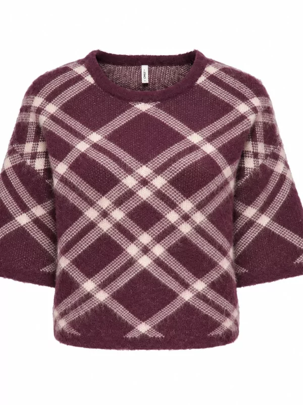 Only pull geruit model Noeme in burgundy