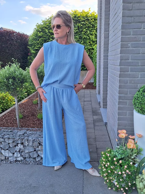 Losse broek in blauw
