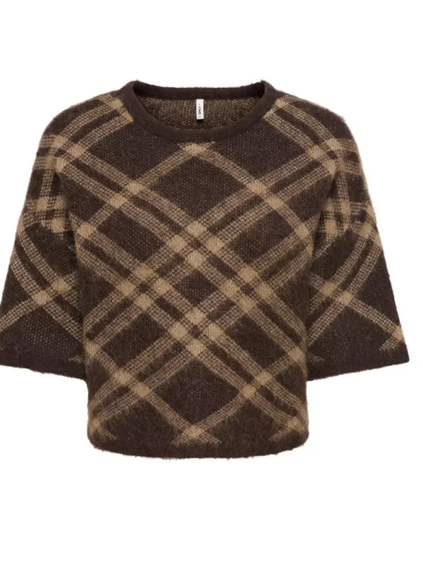 Only pull geruit model Noeme in bruin