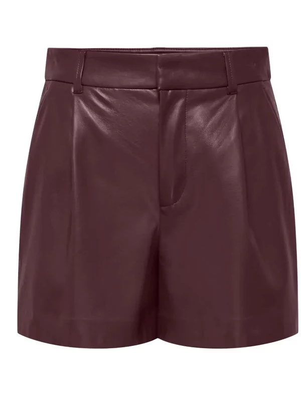 Only short leder look smooth in burgundy