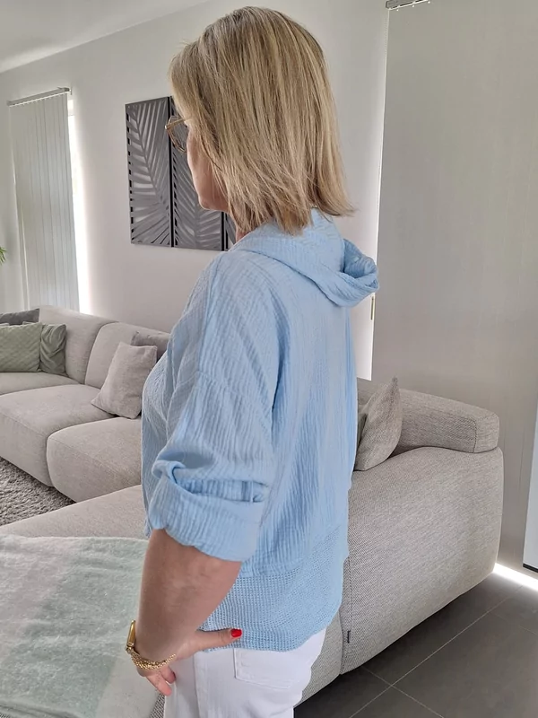 Hemdje met kap 100% katoen in blauw