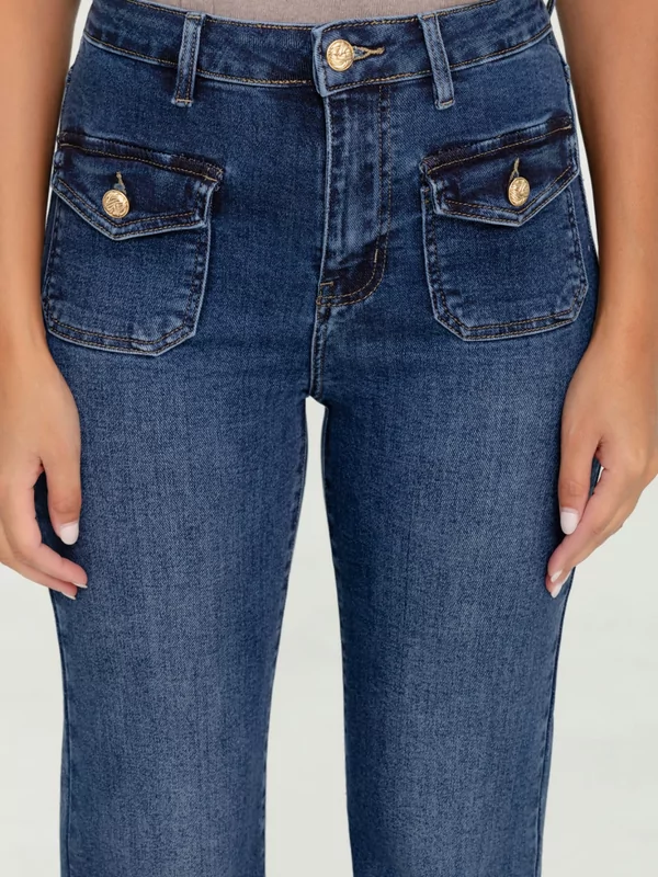 Jeans rechte pijp in mid blauw