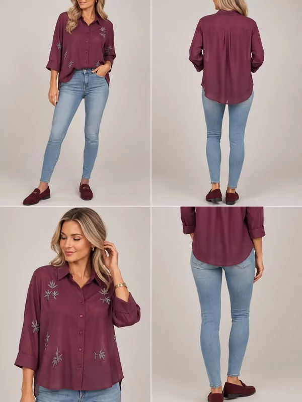 Only hemdje Gayle in burgundy