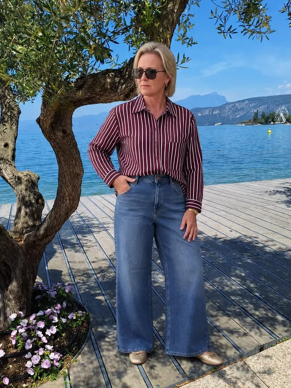 Jdy hemdje burgundy streep