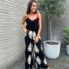 Broek in zwart beige print