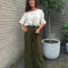 Broek met elastiek in kaki