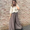 Losse broek met elastiek in zwart/camel