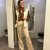 Losse broek in beige satijn