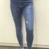Jeans in blauw met rafeltjes hoge taille en skinny