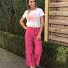 Roze jeans met print