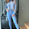 Skinny broek VS miss met rafeltjes in licht blauw