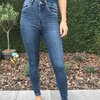 Blauwe jeans skinny en hoge taille